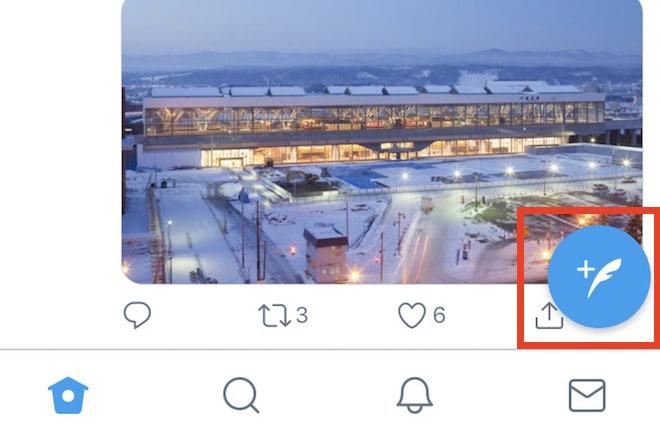 【ステップ1：Twitterアプリを起動して投稿ボタンをクリックする】